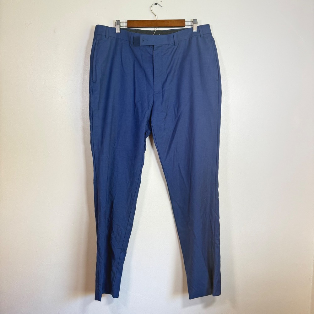 Calvin Klein 100% Wool Natural Stretch Dress Pants Size 38x32 Blue